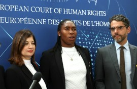 Caster Semenya's lawyers Schona Jolly (L) and Carlos Sayao