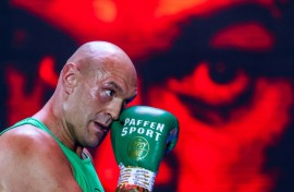 Say a prayer: Tyson Fury trains in Riyadh ahead of his world championship fight against Oleksandr Usyk