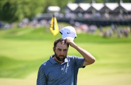 World number one Scottie Scheffler walks off the 18th green in the final round of the PGA Championship at Valhalla Golf Club