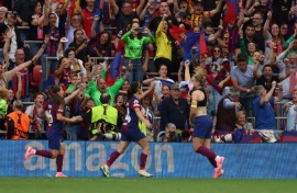 Barcelona defeated Lyon to win the women's Champions League final on Saturday, beating the French side for the first time