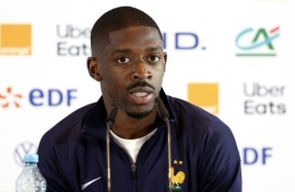 France star Ousmane Dembele speaking to press at the team's Euro 2024 base in Paderborn on Thursday
