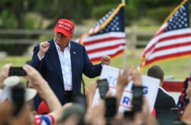 Donald Trump often dances briefly at his rallies