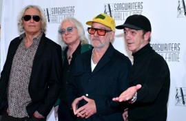 R.E.M. band members Peter Buck, Mike Mills, Michael Stipe and Bill Berry attend the Songwriters Hall of Fame 2024 induction and awards gala, where they delivered a surprise performance