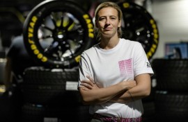 'Love at first sight': Sarah Bovy of the Iron Dames racing team poses for a photograph ahead of the Le Mans 24 Hour Race