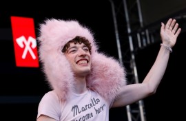 Nemo took to the stage in a giant pink fur hat