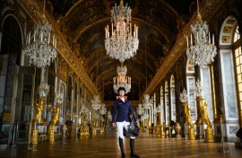 French equestrian Penelope Leprevost in the Hall of Mirrors at Palace of Versailles