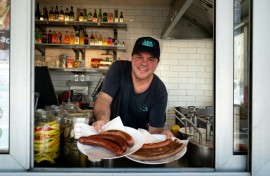 The fare at Leo's Wuerstelstand, Vienna's oldest operating sausage stand