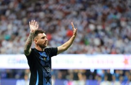 Argentina captain Lionel Messi salutes fans in Atlanta ahead of Thursday's Copa America opener against Canada