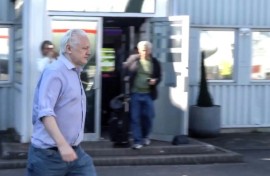 This screenshot courtesy of WikiLeaks's X page shows Julian Assange walking to board a plane from London Stansted Airport on June 24, 2024
