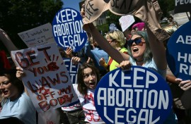 Reproductive rights activists demonstrate in front of the Supreme Court in Washington on June 24, 2024