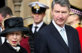 Princess Anne's husband Timothy Laurence said she was 'recovering slowly' after apparently being kicked by a horse