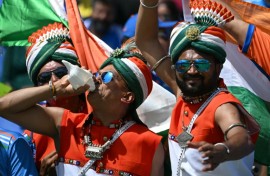 Fans celebrate in New Delhi after India won the T20 World Cup final against South Africa