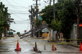 Damage caused by the passage of Beryl is seen in Progreso, on Mexico's Yucatan Peninsula, on July 5, 2024