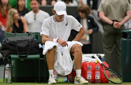 Winning worry: Australia's Alex de Minaur sits in his chair after beating  Arthur Fils 