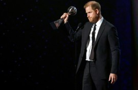 Prince Harry, Duke of Sussex, accepts the Pat Tillman Award for Service during the 2024 Espy Awards