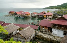Stilt houses in the village of the Bajau sea nomads in Pulau Papan in Sulawesi