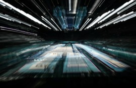 General view of Bercy Arena during men's gymnastics training for the Paris Olympics