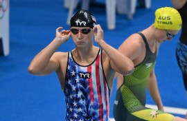 US swimming star Katie Ledecky (left) and Australia's Ariarne Titmus will go head to head in the women's 400m freestyle at the Paris Olympics