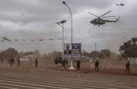 Soldiers in Bangui are pictured during a military parade held to celebrate the 64th anniversary of Central African Republic independence in December 2022