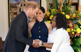 Britain's Prince Harry and his wife Meghan are in Colombia to participate in a series of events against discrimination and cyber-harassment