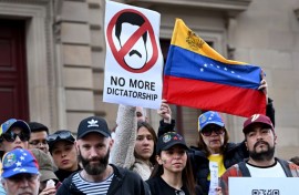 Members of the Venezuelan community protested the recent election results in Venezuela during a rally in Melbourne 