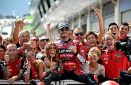Francesco Bagnaia celebrates win number this season 