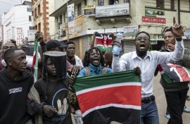Kenyan anti-government protesters have taken the song as their own, with it heard on marches and across the capital Nairobi