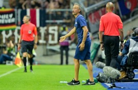 Paris Saint-Germain coach Luis Enrique on the touchline during his side's 4-1 win at Le Havre last weekend