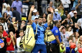 All over: Novak Djokovic waves at the crowd after his defeat against Australia's Alexei Popyrin 