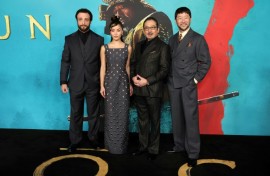 (L-R) 'Shogun' stars Cosmo Jarvis, Anna Sawai, Hiroyuki Sanada and Tadanobu Asano are prepared for a big night at the Emmys, in large part thanks to the authenticity of the FX series 