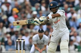 On the attack: Sri Lanka's Pathum Nissanka has now made two fifties in the third Test against England at the Oval