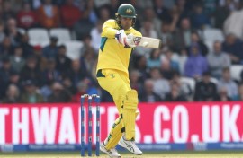 Fine innings: Australia's Alex Carey hits out during his 74 in the 2nd ODI against England at Headingley