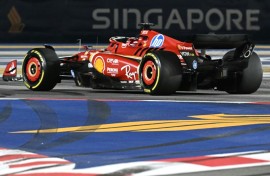 Charles Leclerc drives during the Formula One Singapore Grand Prix