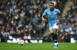 Manchester City defender Manuel Akanji in action against Arsenal
