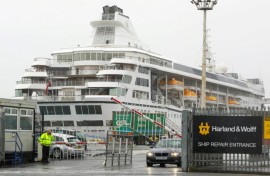 The 'Odyssey' cruise liner has been stuck in Belfast dock since May
