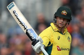 Fine fifty: Australia's Steven Smith celebrates his half-century during the third ODI against England at Chester-le-Street