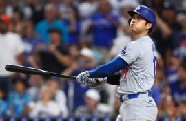 Shohei Ohtani blasts his 50th home run of the season against Miami last week