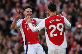 Kai Havertz (right) struck late in Arsenal's 4-2 win at Leicester