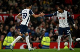 Dominic Solanke (left) scored Tottenham's third goal in a 3-0 win at Manchester United