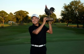 Taiwan's Kevin Yu celebrates his first PGA Tour win at the Sanderson Farms Championship in Mississippi