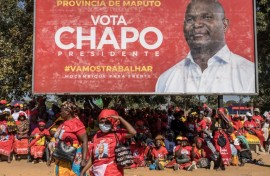Supporters showed their support for Daniel Chapo, presidential candidate for the ruling Mozambique Liberation Front (FRELIMO)