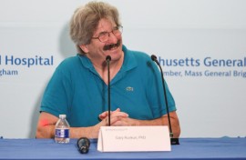Nobel Prize winner in Physiology or Medicine, Gary Ruvkun speaks during a press conference at the Massachusetts General Hospital, in Boston, Massachusetts on October 7, 2024