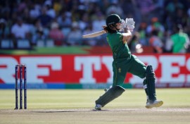 Hitting out: South Africa's Tazmin Brits was top scorer on Saturday