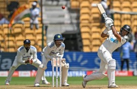 New Zealand's Rachin Ravindra said he was proud to have scored a century with his father watching from the stands in the first cricket Test against India in Bengaluru