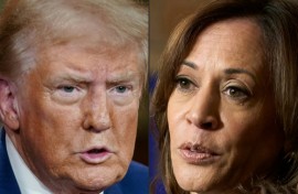 Former US President and Republican presidential candidate Donald Trump (L) heads to North Carolina on Monday, while rival Kamala Harris will focus on other swing states