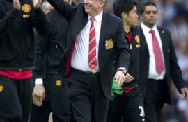 Manchester United have had five full-time managers since Alex Ferguson (C) retired in 2013 but none has come close to matching his success
