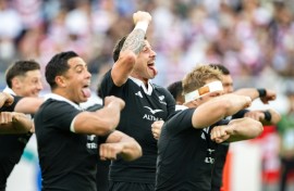 New Zealand performing the haka before last weekend's test in Japan 