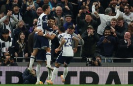 Dominic Solanke (centre) scored twice as Tottenham beat Aston Villa 4-1