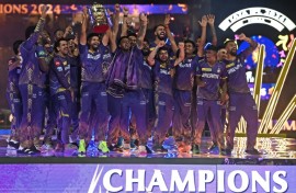 Kolkata Knight Riders players celebrate winning the IPL