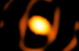 The image of the massive star, which is encircled by a mysterious "egg-shaped cocoon"